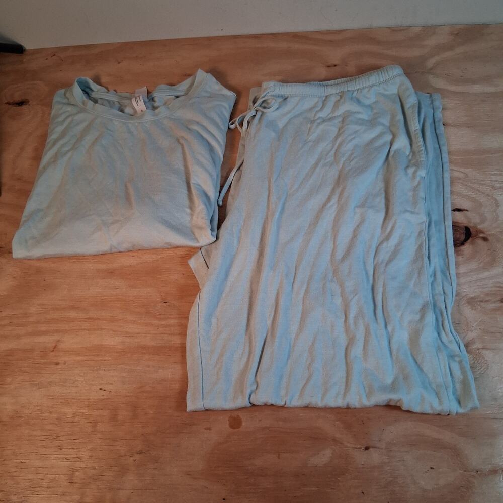 Auden Womens Pajama Set Sz XL Green Pants And Shirt Sleepwear Mint Green Blue